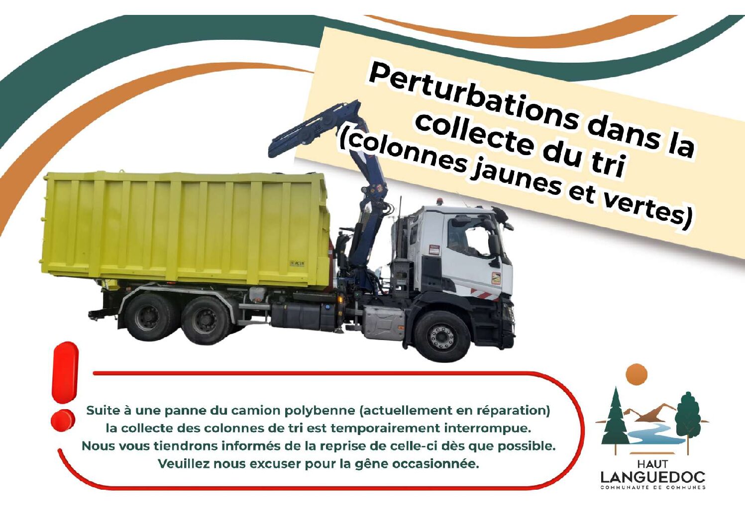 Perturbations dans la collecte du tri (colonnes jaunes et vertes)